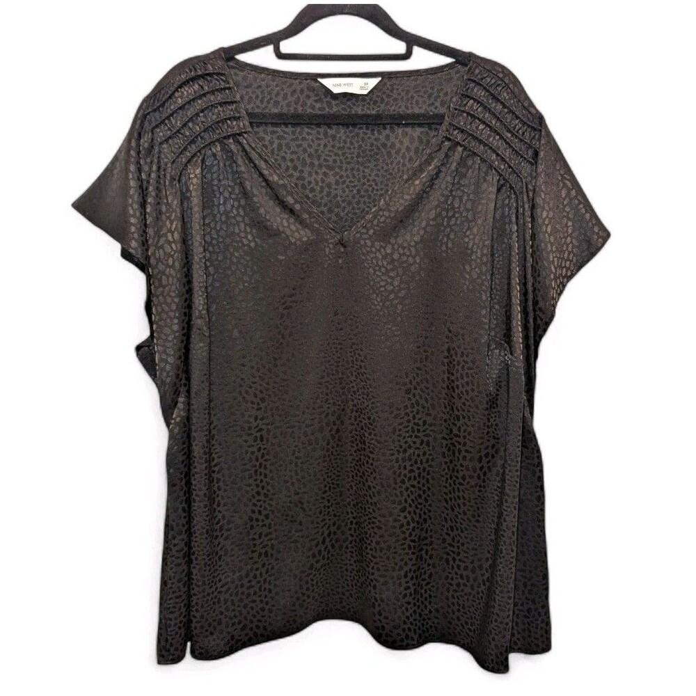 Y2K Mob Wife Black Animal Print Blouse Whimsigoth Grunge Plus‎ 2X Nine West